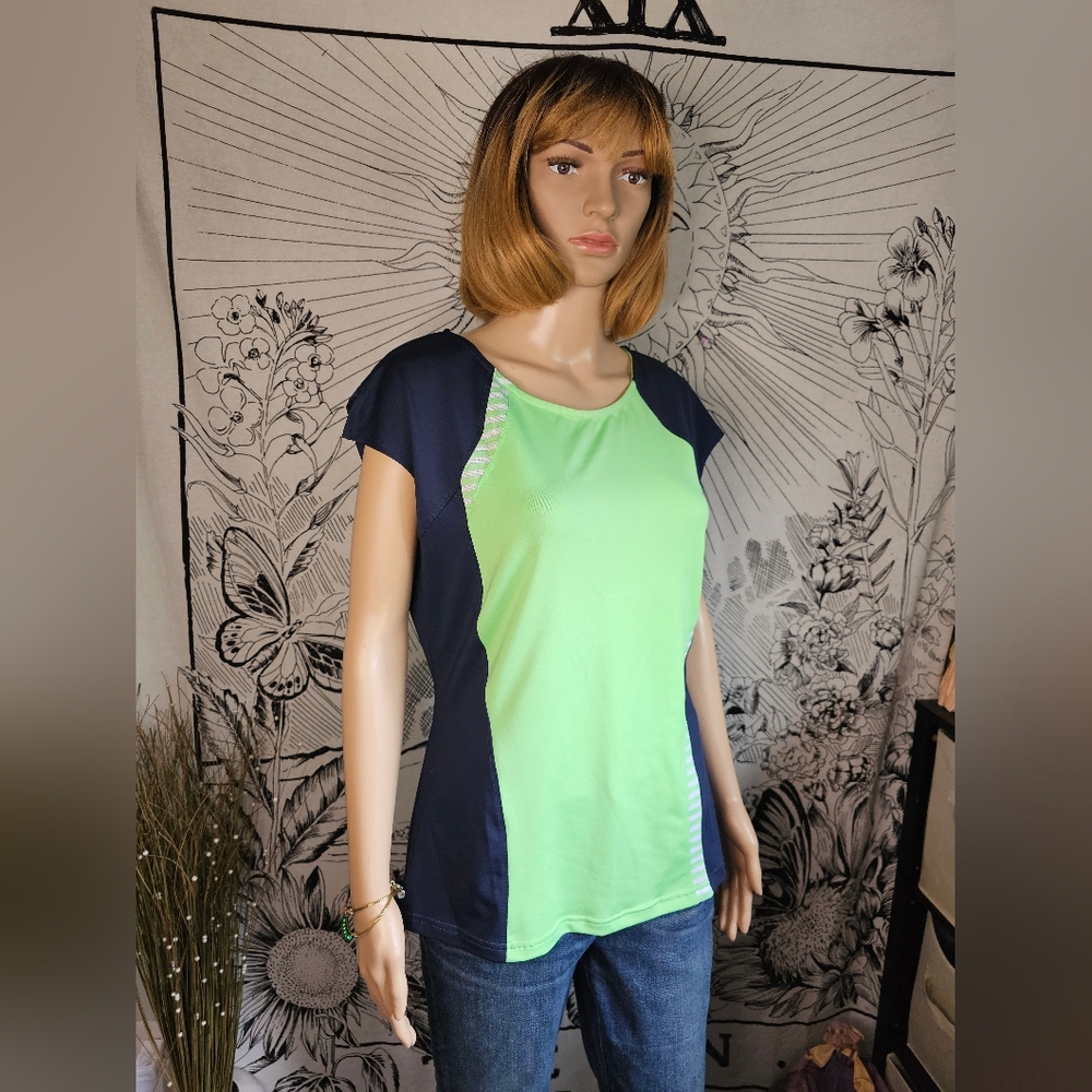 NWT Bolle Women's High Performance Green and Navy Tennis Top Sz Large